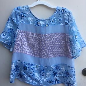 Floral Blue Women's Top